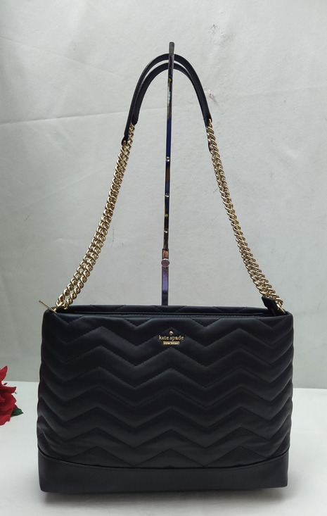 kate spade Handbags - Kate Spade New York Black Leather Quilted Chain Strap Zipper Shoulder Bag